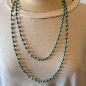 Turquoise Beaded Long Necklace - Women's Jewelry